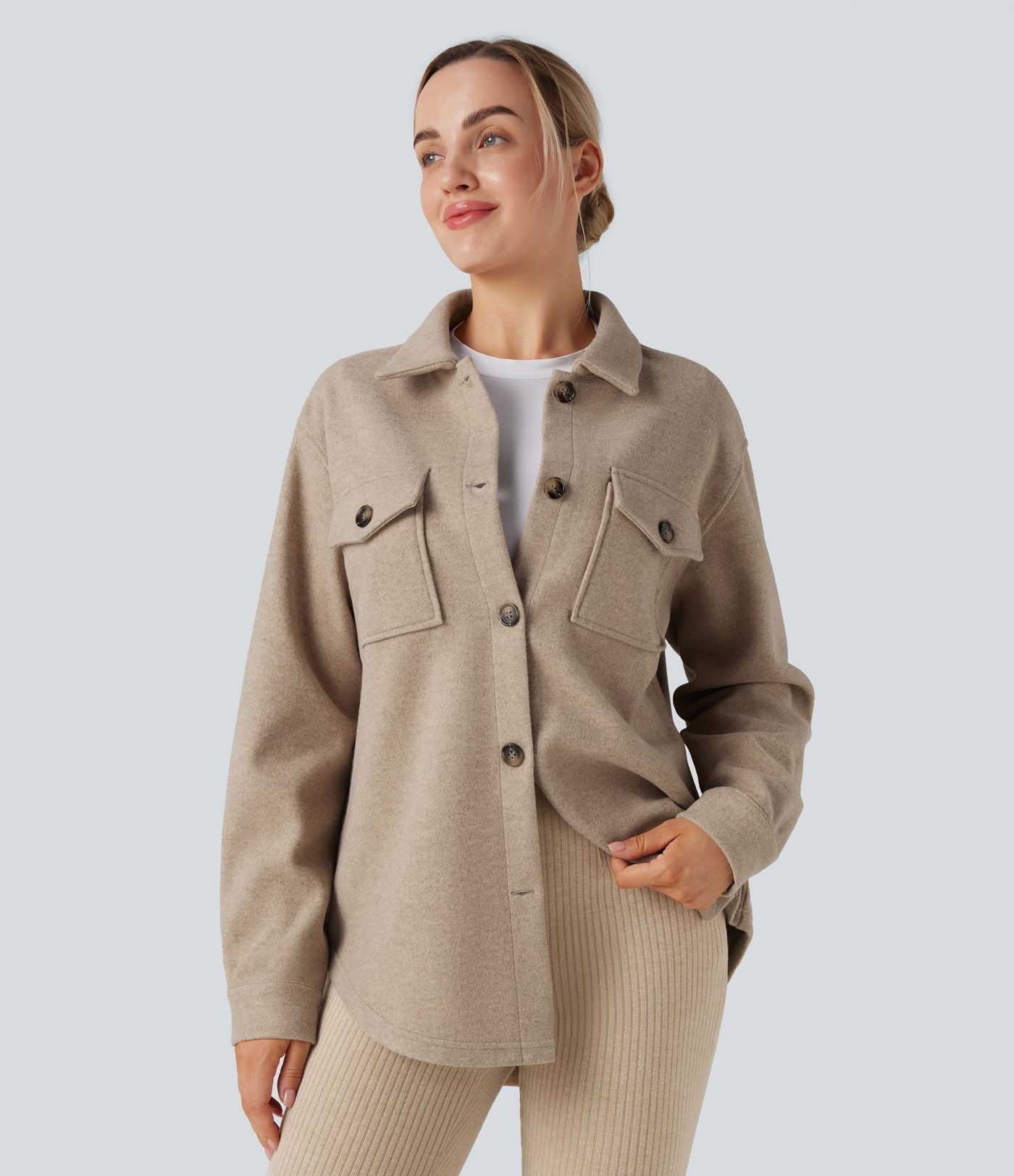 Veste décontractée en molleton manches longues avec poches
