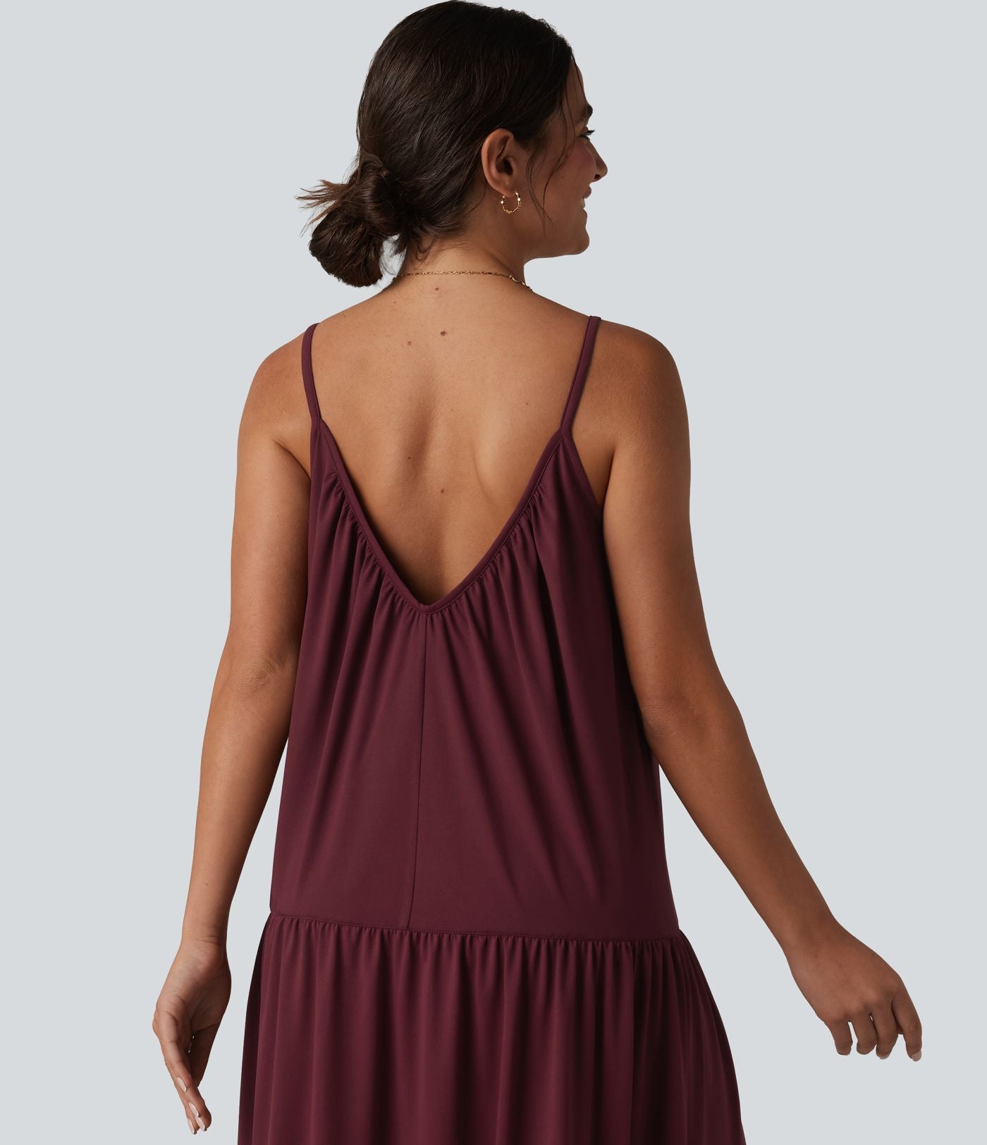 Robe nuisette maxi fluide col V ourlet fendu style vacances