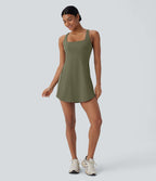 Robe de sport yoga mini 2-pièces SoftlyZero™ Plush à découpes avec poche A-C