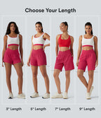 Short de yoga 2-en-1 taille haute croisée en SoftlyZero™ Airy à effet frais InstantCool 22,9 cm avec poches