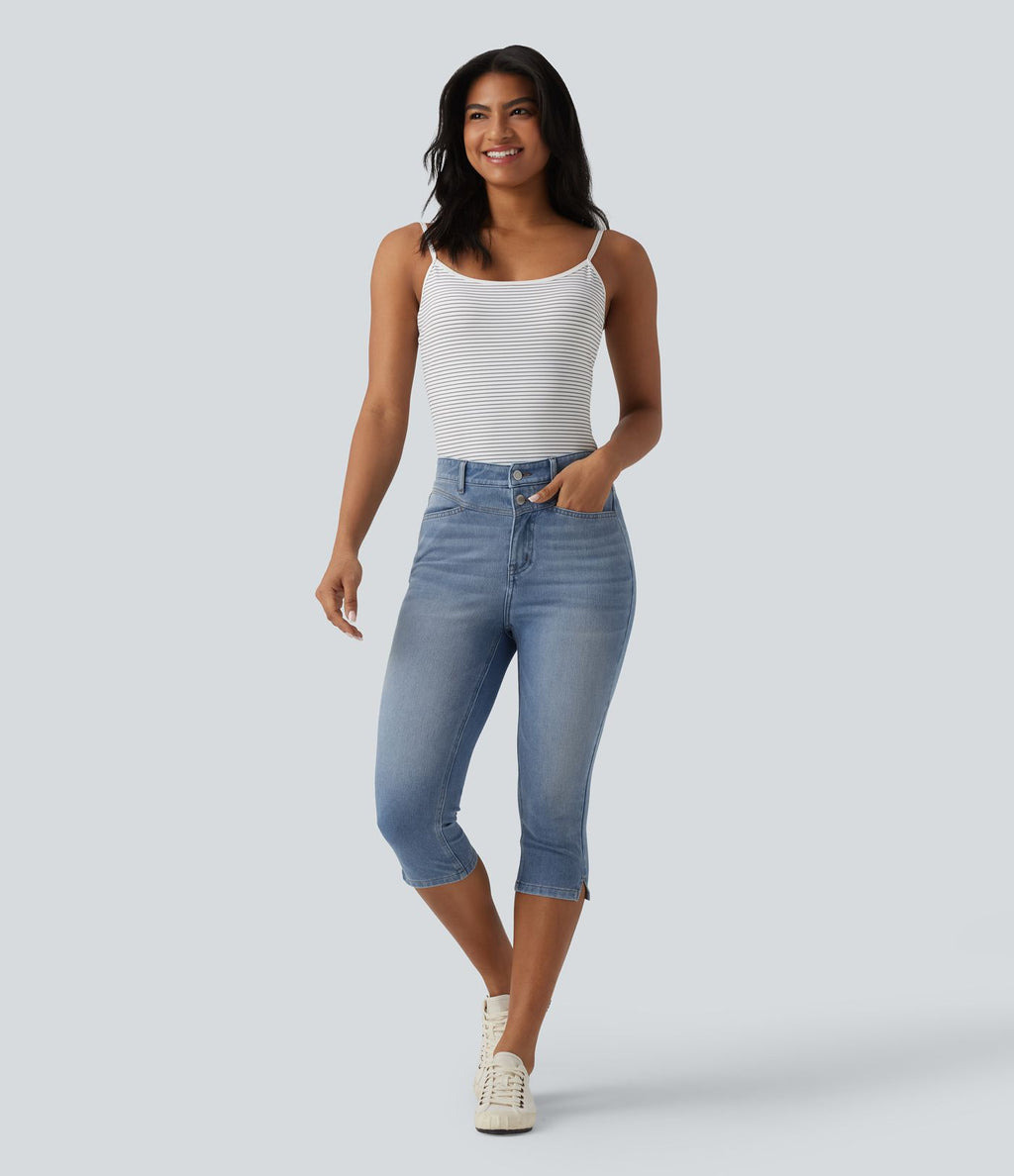 Halara Flex™ Jean slim casual capri taille haute avec fentes et poches