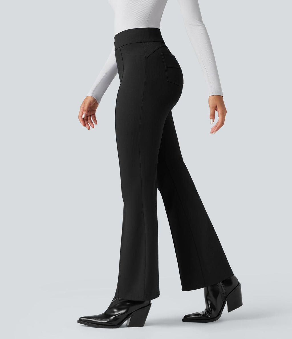 Pantalon tailleur évasé Halara Flex™ gainant taille haute chevrons avec poches