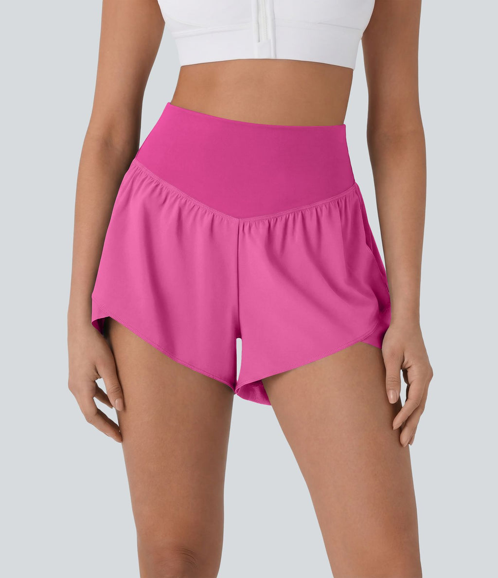 Breezeful™ Short yoga taille haute avec poche arrière ourlet croisé séchage rapide
