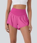 Breezeful™ Short yoga taille haute avec poche arrière ourlet croisé séchage rapide