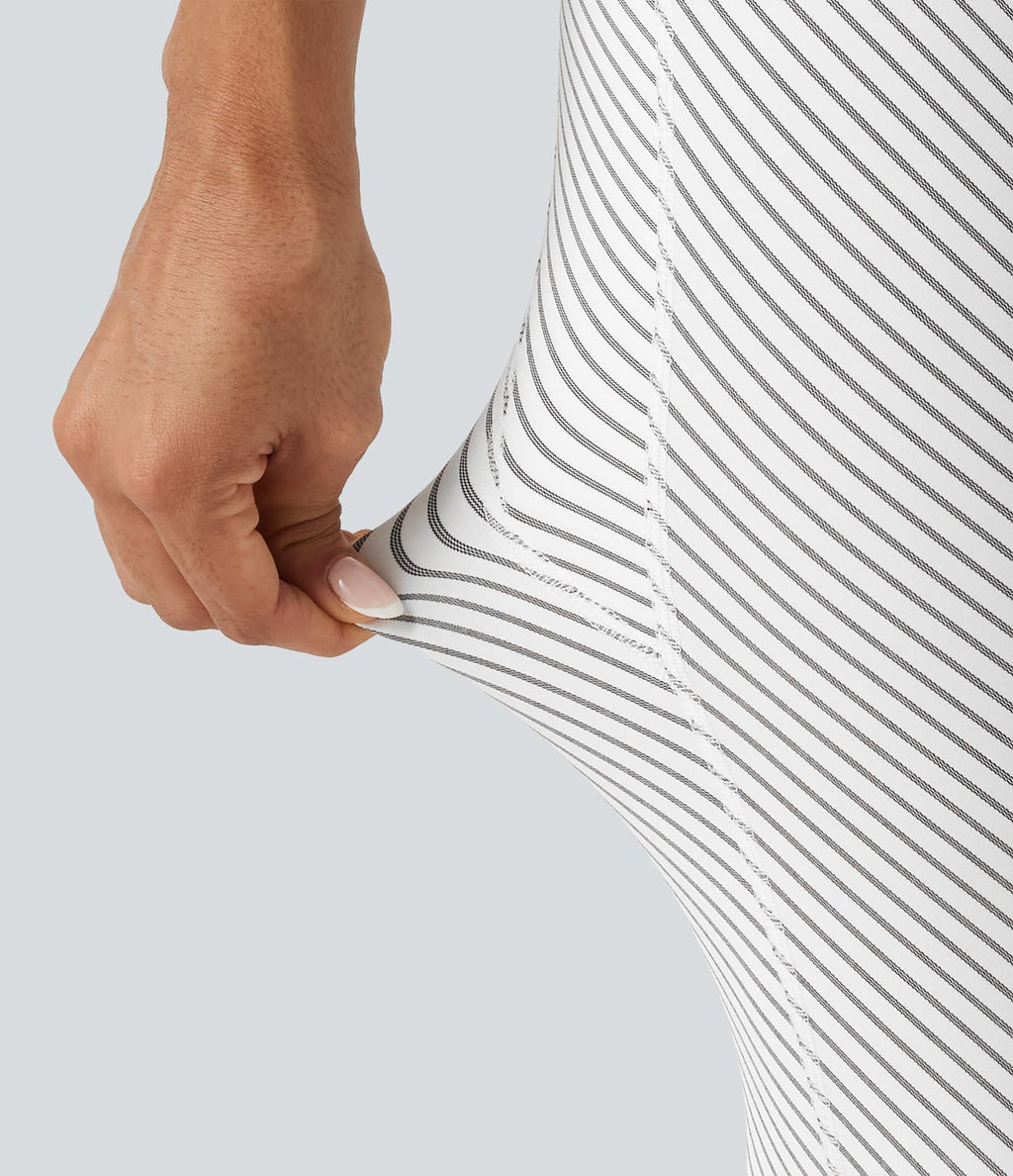 Legging de yoga taille haute en sergé rayé avec cordon de serrage et poches