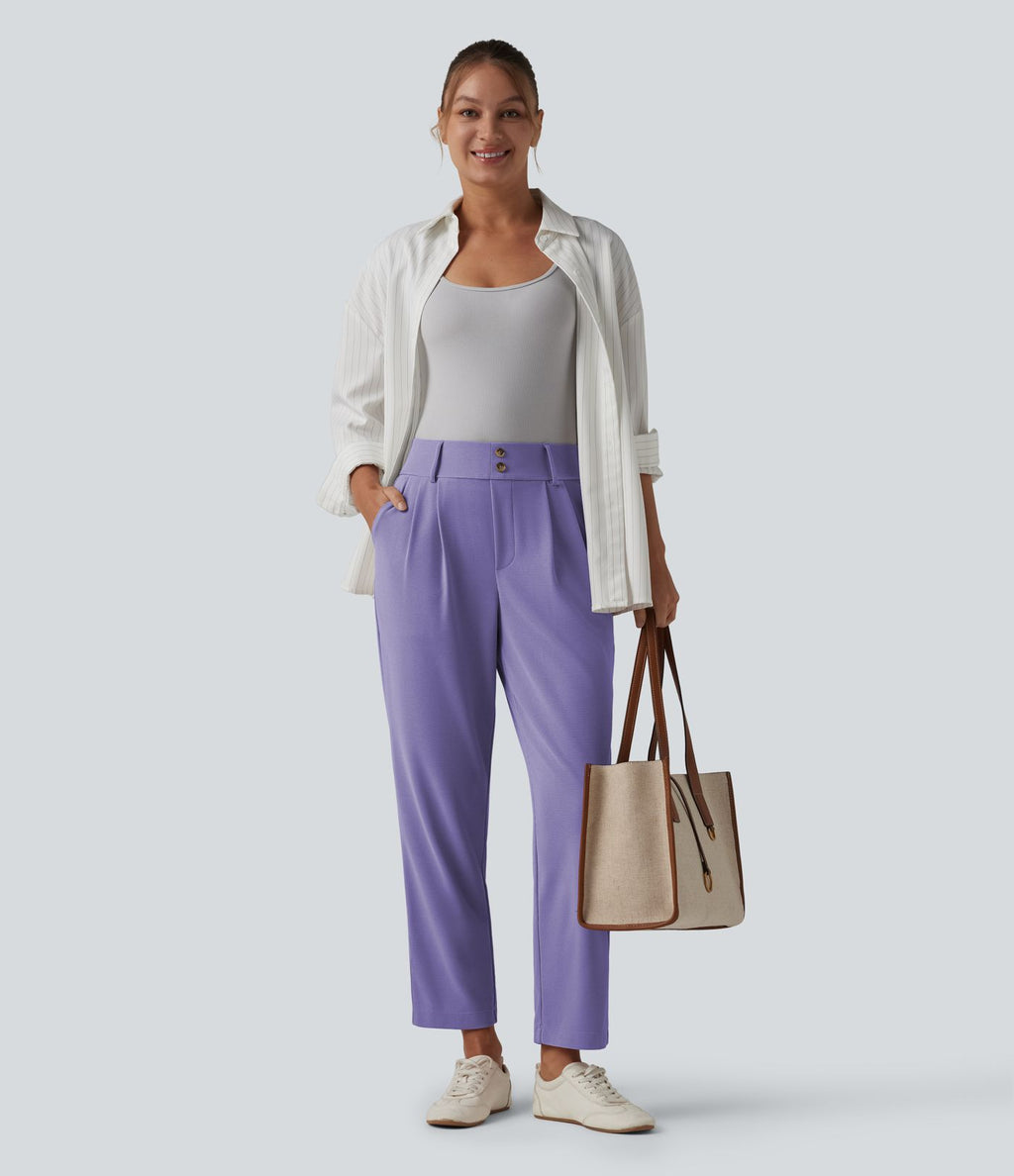 Halara Flex™ Pantalon tailleur fuselé taille haute en tissu gaufré avec poches
