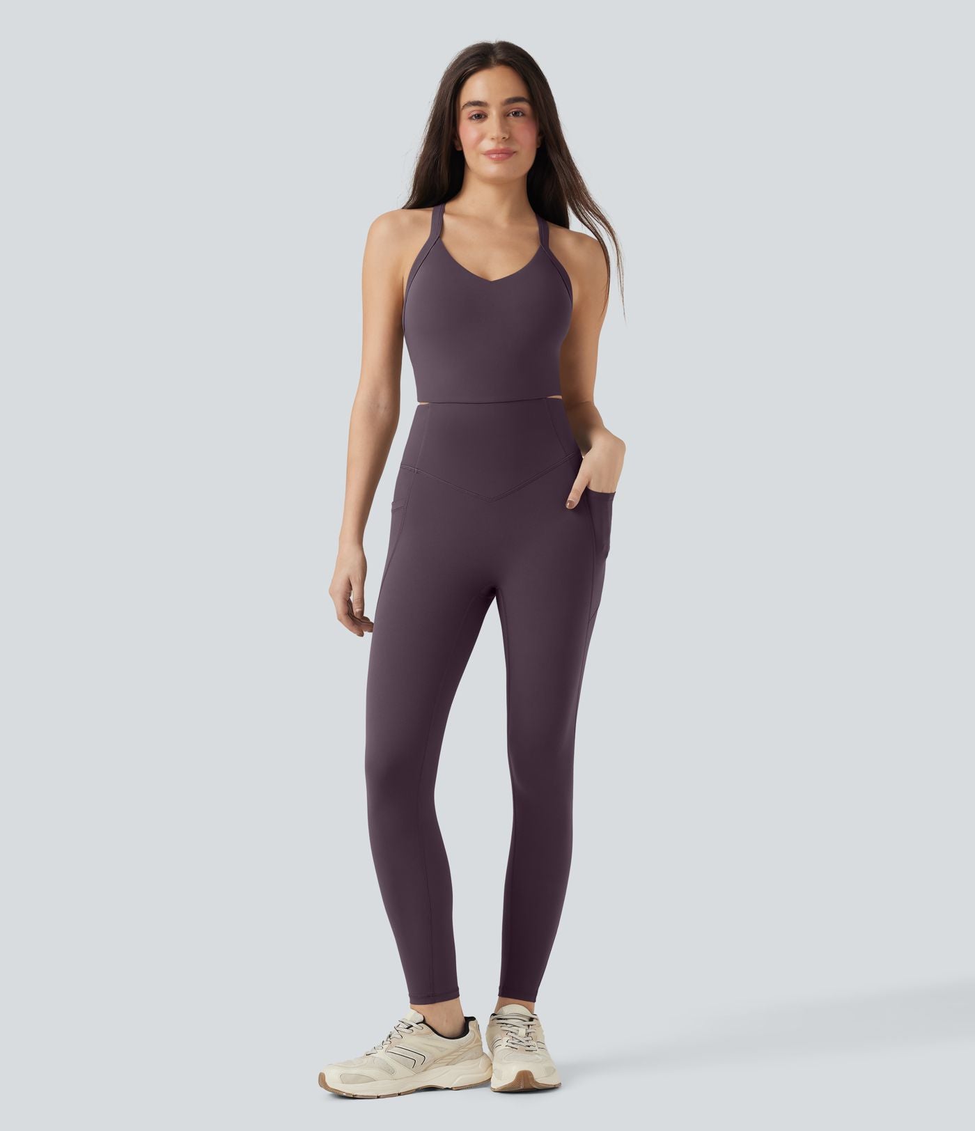 Combinaison-pantalon d'entraînement gainante avec poches - Édition Easy Peasy Halara UltraSculpt™