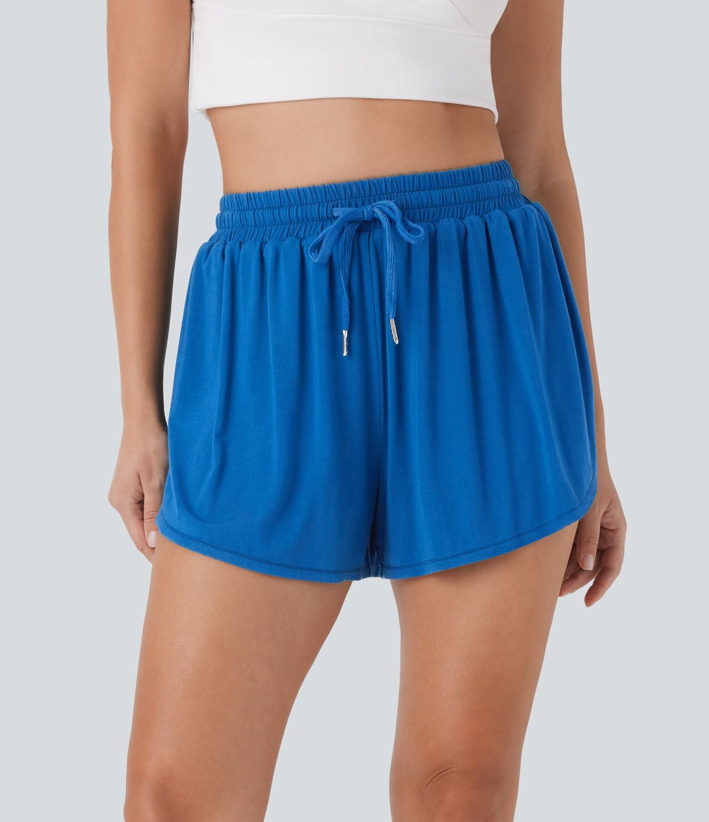 Short décontracté 2-en-1 taille haute avec cordon de serrage et poche latérale