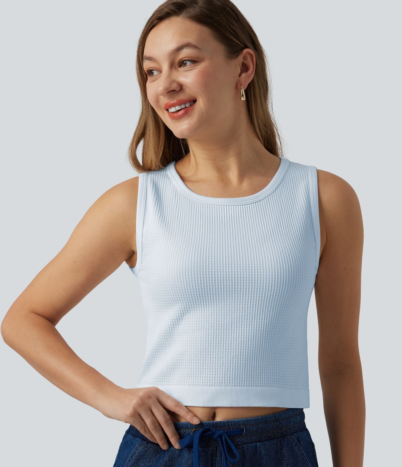 Débardeur court sans coutures en tissu gaufré OneForm Seamless Flow