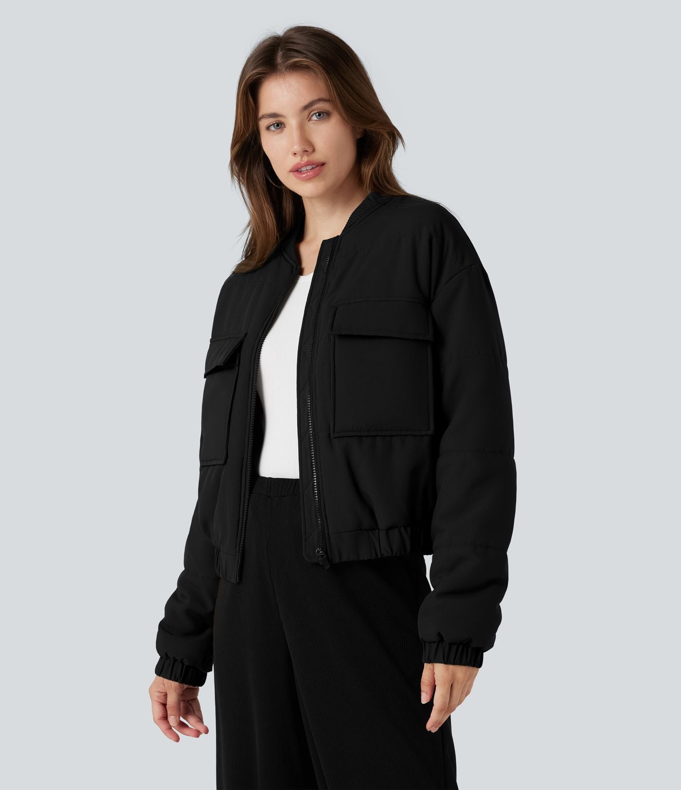 Doudoune bomber zippée avec poches