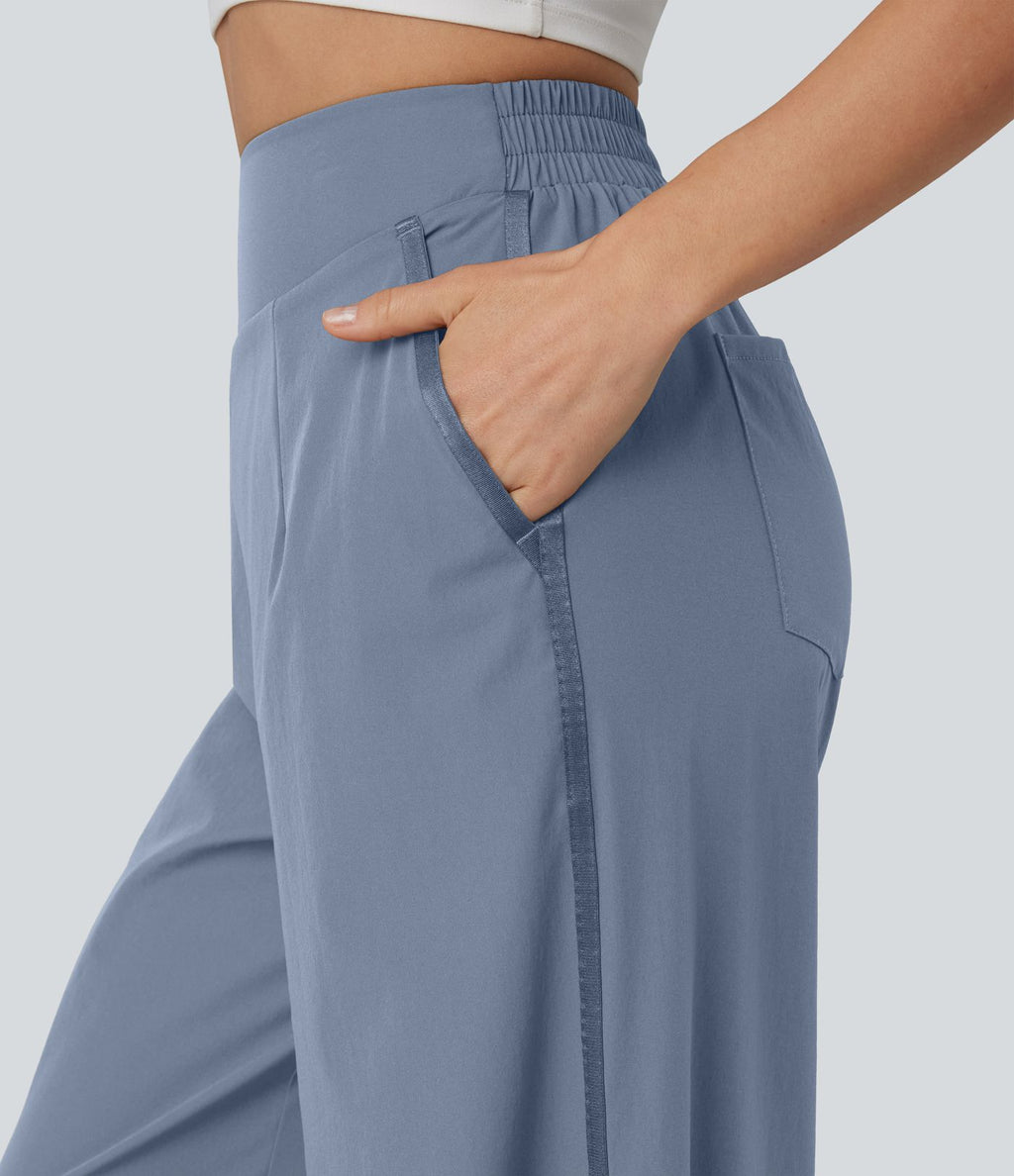 Pantalon large taille haute avec poches