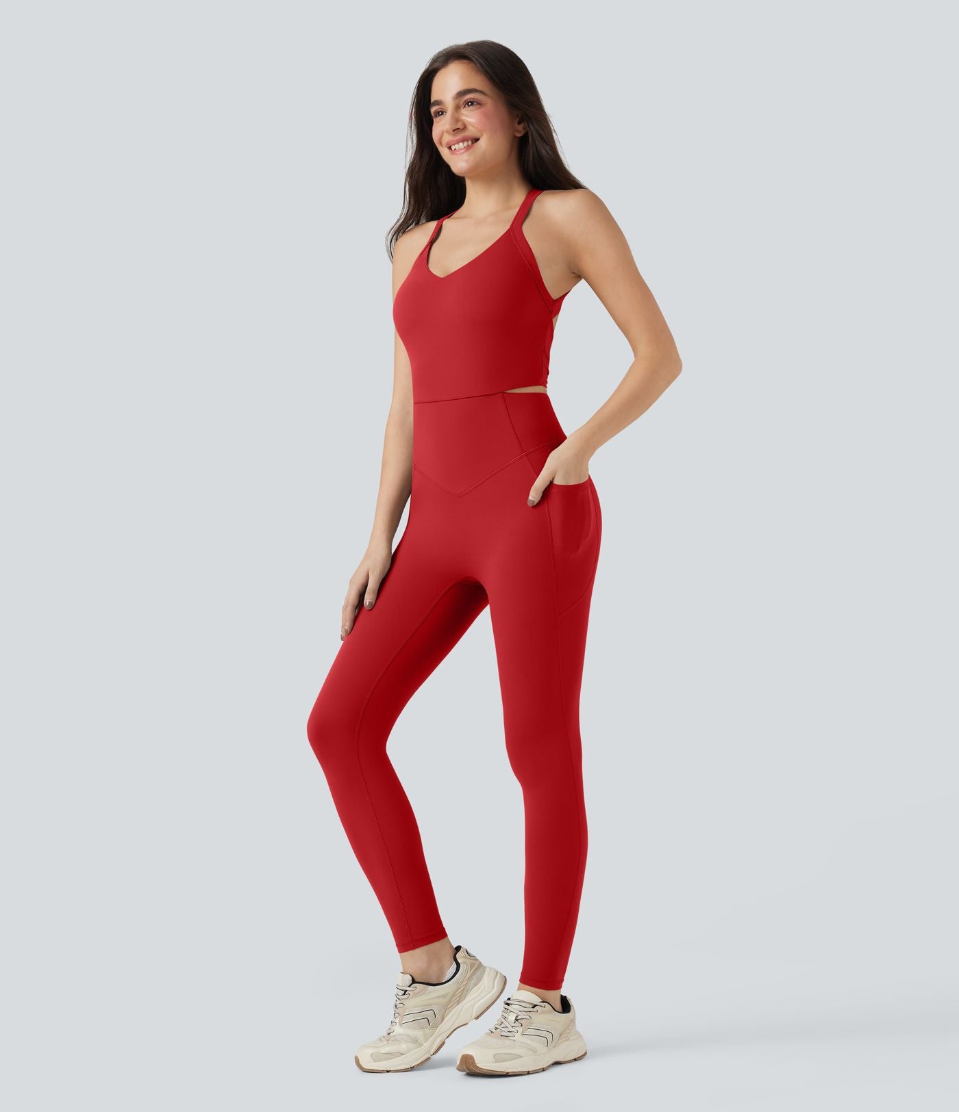 Combinaison-pantalon d'entraînement gainante avec poches - Édition Easy Peasy Halara UltraSculpt™