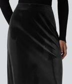 Jupe midi tailleur en velours taille haute