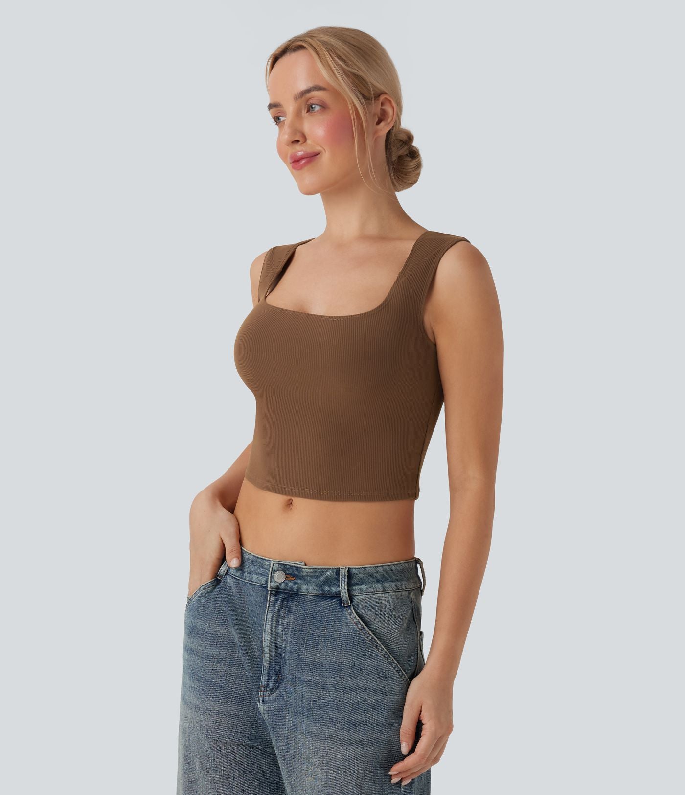 Débardeur crop casual SoftlyZero™ côtelé col U