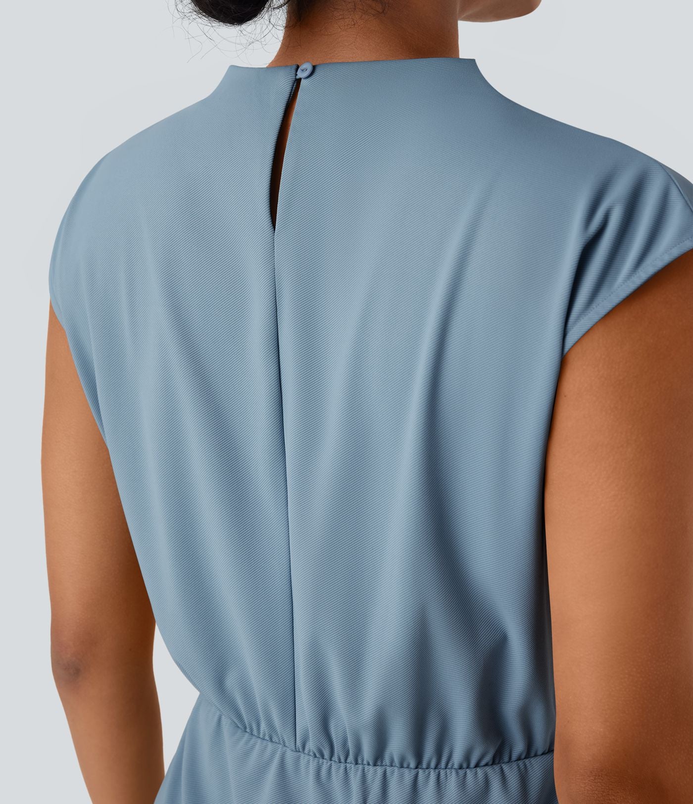 Robe de travail courte 2 pièces col montant manches courtes séchage rapide avec poche-UPF40+