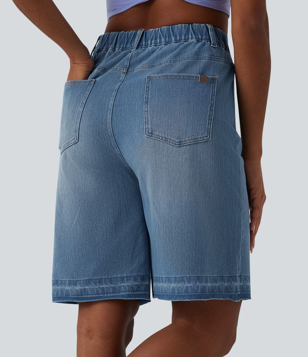 Halara Flex™ Bermuda casual en jean taille haute avec poches