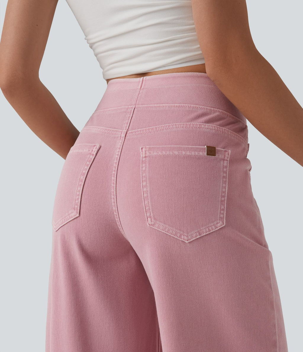 Halara Flex™ Jean large coloré casual taille haute avec poches