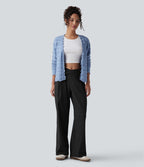 Pantalon tailleur ample asymétrique taille mi-haute Halara Flex™ DayStretch avec poches