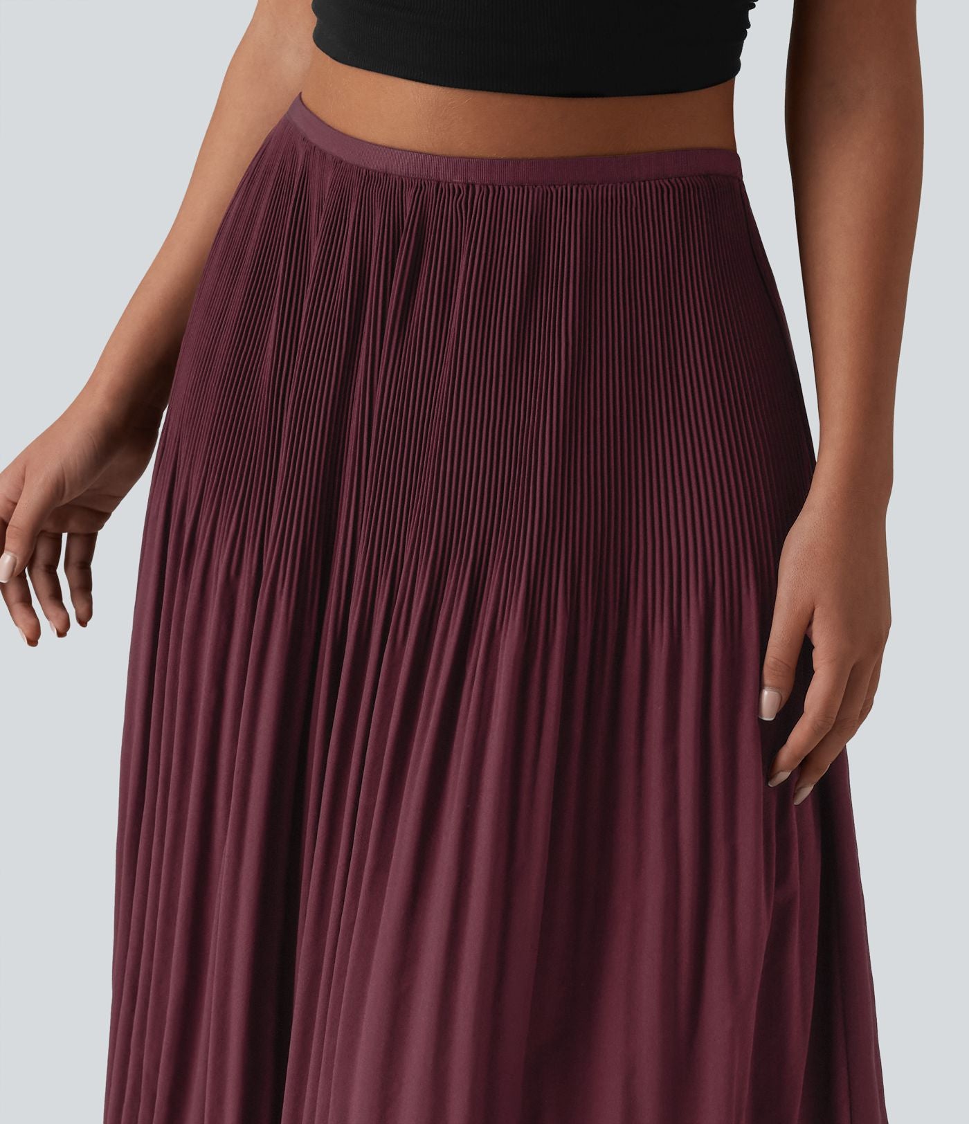 Jupe midi casual plissée taille haute