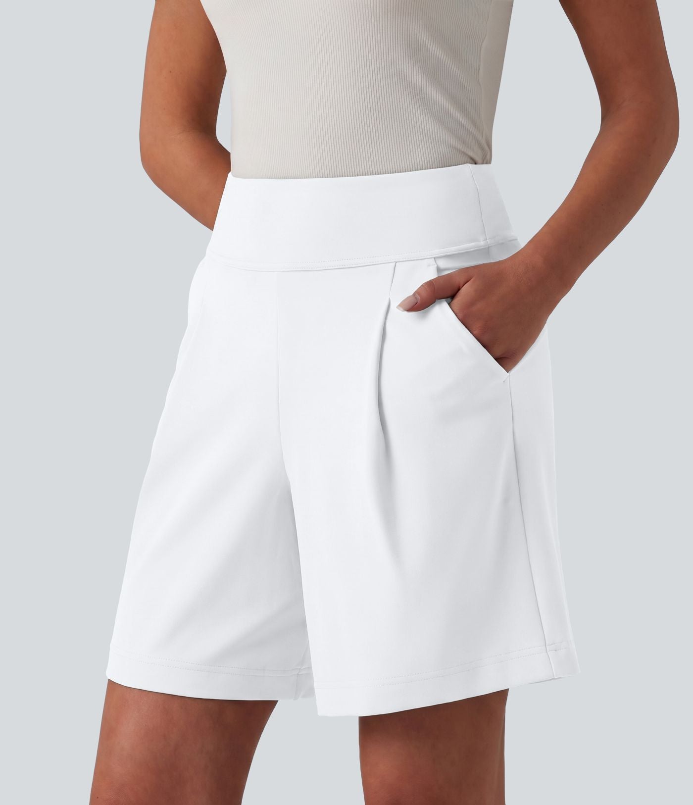 Short tailleur ample DayStretch taille haute 17,5 cm avec poches