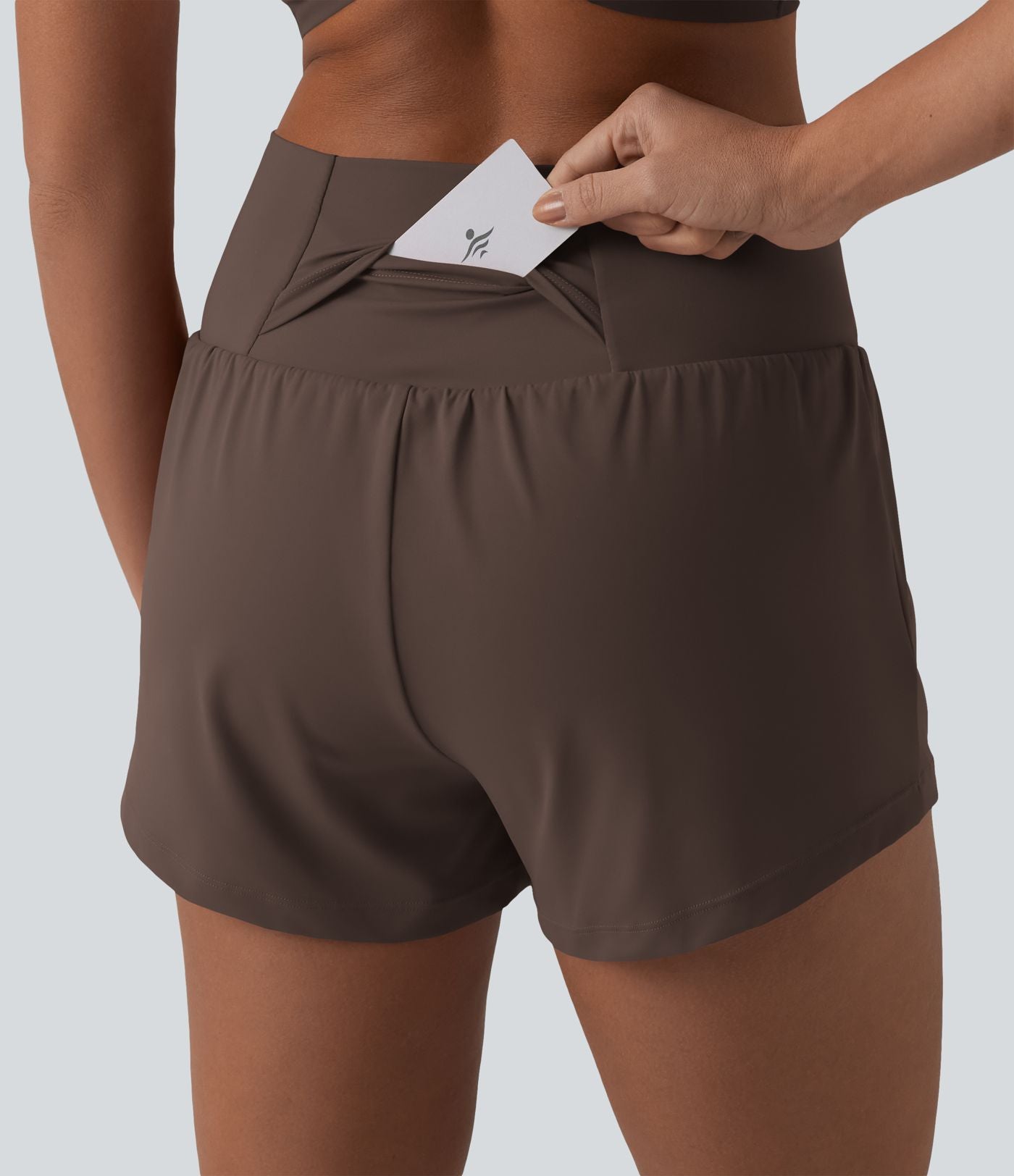 Short de yoga 2-en-1 SoftlyZero™ Airy croisé taille haute 7,5 cm effet frais InstantCool avec poches