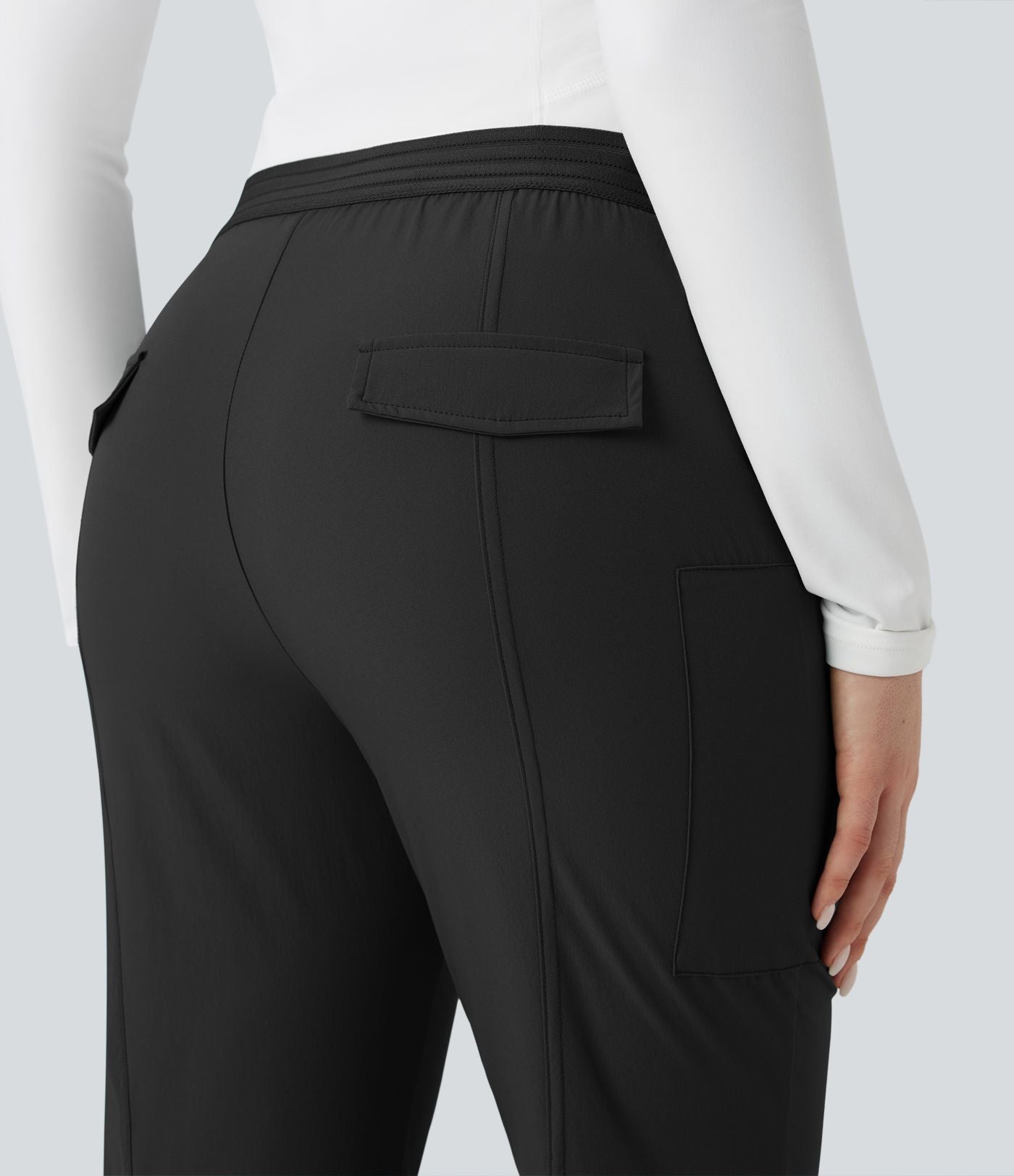 Pantalon de randonnée bootcut déperlant résistant à l'abrasion taille basse avec poches