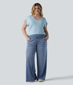 Halara Flex™ Jean large décontracté grande taille taille mi-haute en lyocell lavé avec poches