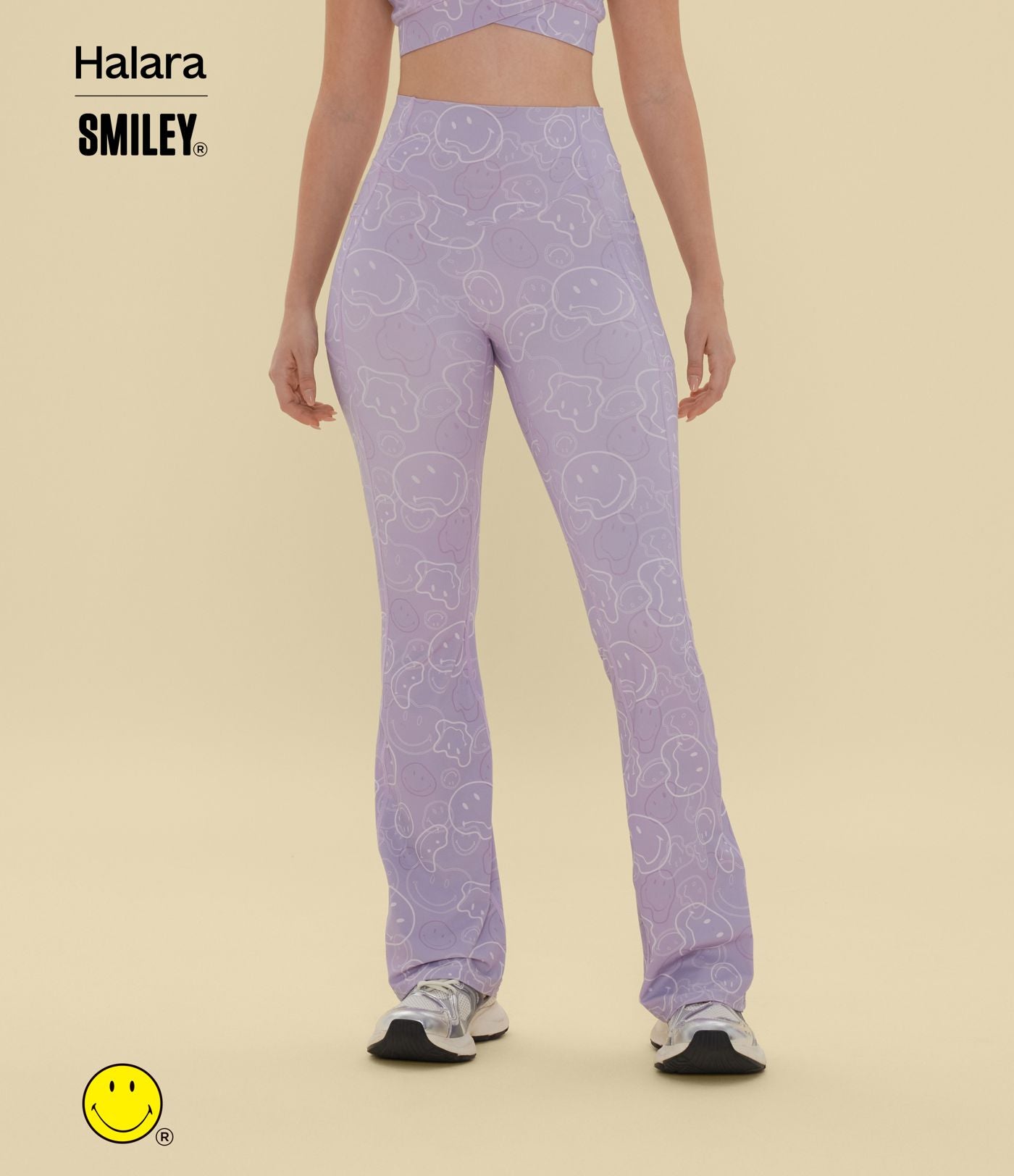 Legging de training bootcut Halara X Smiley® Halara UltraSculpt™ taille haute push-up froncé ventre plat avec poches