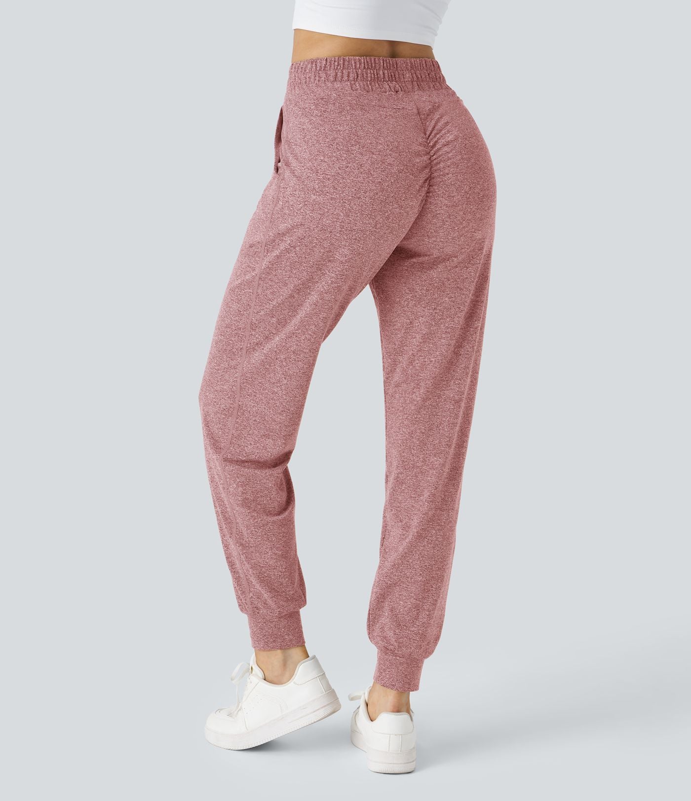 Jogging Yoga Froncé Taille Haute Cordon de Serrage Poche Latérale