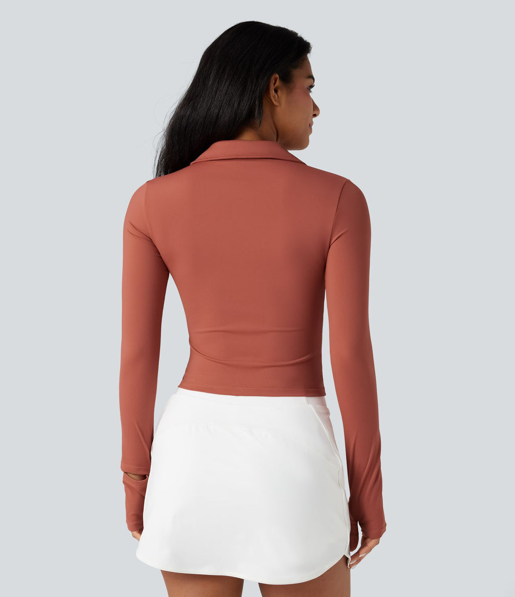 Haut de sport yoga SoftlyZero™ Airy col rond manches longues effet frais InstantCool avec passe-pouces, protection solaire UPF50+
