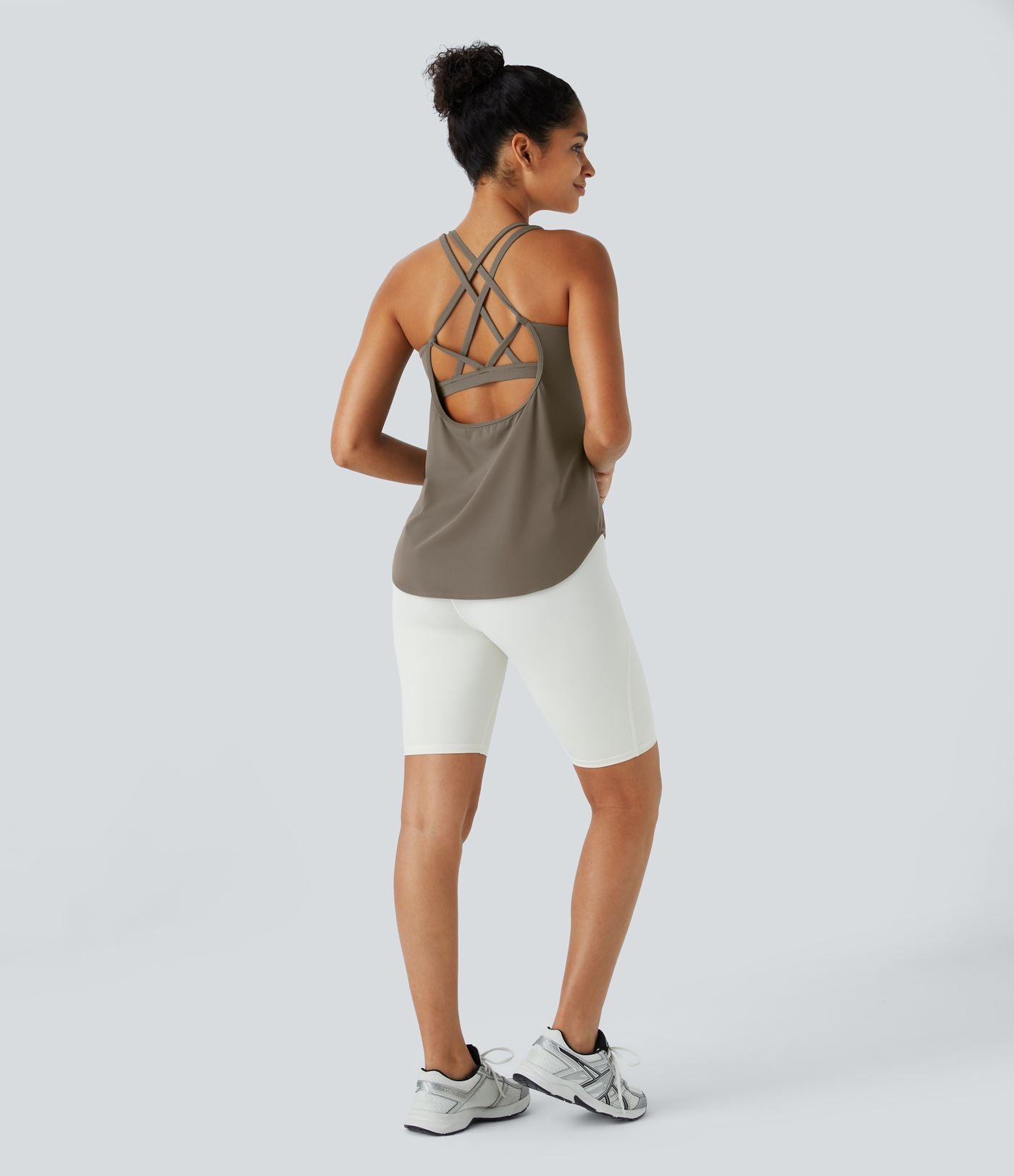 Halara UltraSculpt™ Débardeur De Course à Col en U Dos Nu Ourlet Incurvé Croisé
