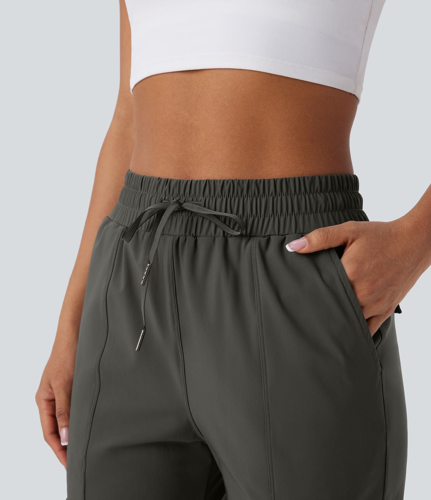 Pantalon cargo de danse taille haute avec cordon de serrage et poches multiples