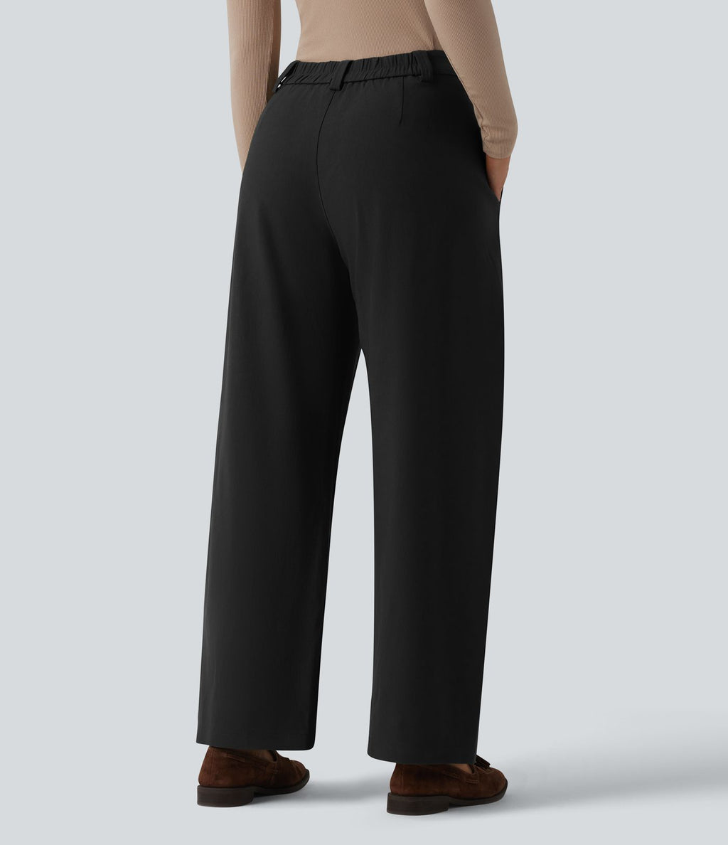 Pantalon tailleur barrel taille mi-haute avec poches