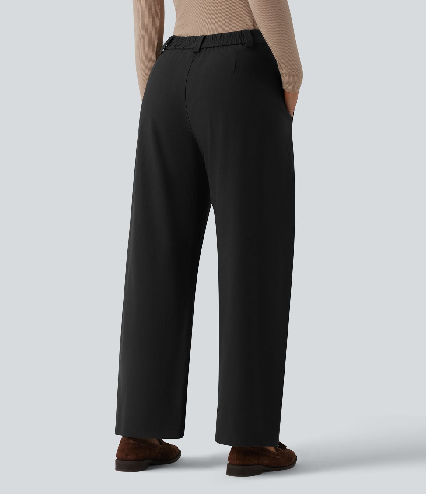 Pantalon tailleur barrel taille mi-haute avec poches