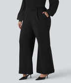 Pantalon tailleur évasé grande taille taille haute Halara Flex™ DayStretch avec poches