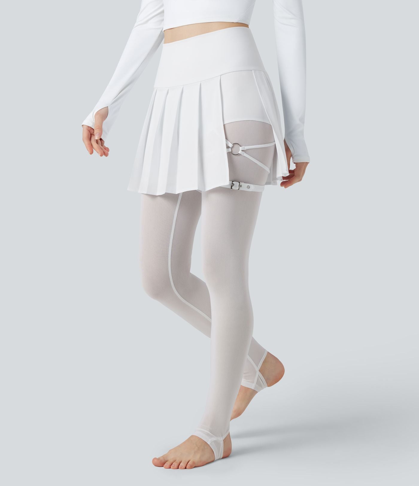 Legging à jupe étrier danse Breezeful™ 2-en-1 taille haute plissé résille contrastante séchage rapide avec poches
