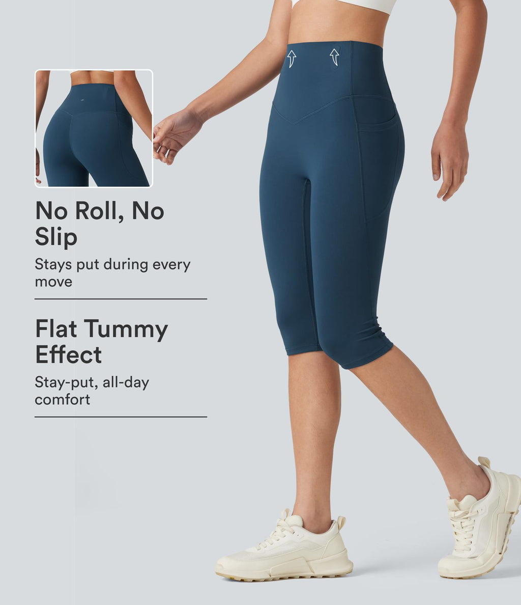 Legging corsaire de sport gainant Halara UltraSculpt™ taille haute, anti-roulis et gainant, avec poches