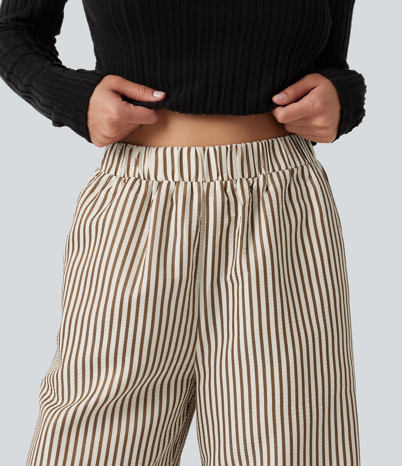 Pantalon d'intérieur ample taille haute à rayures avec poches