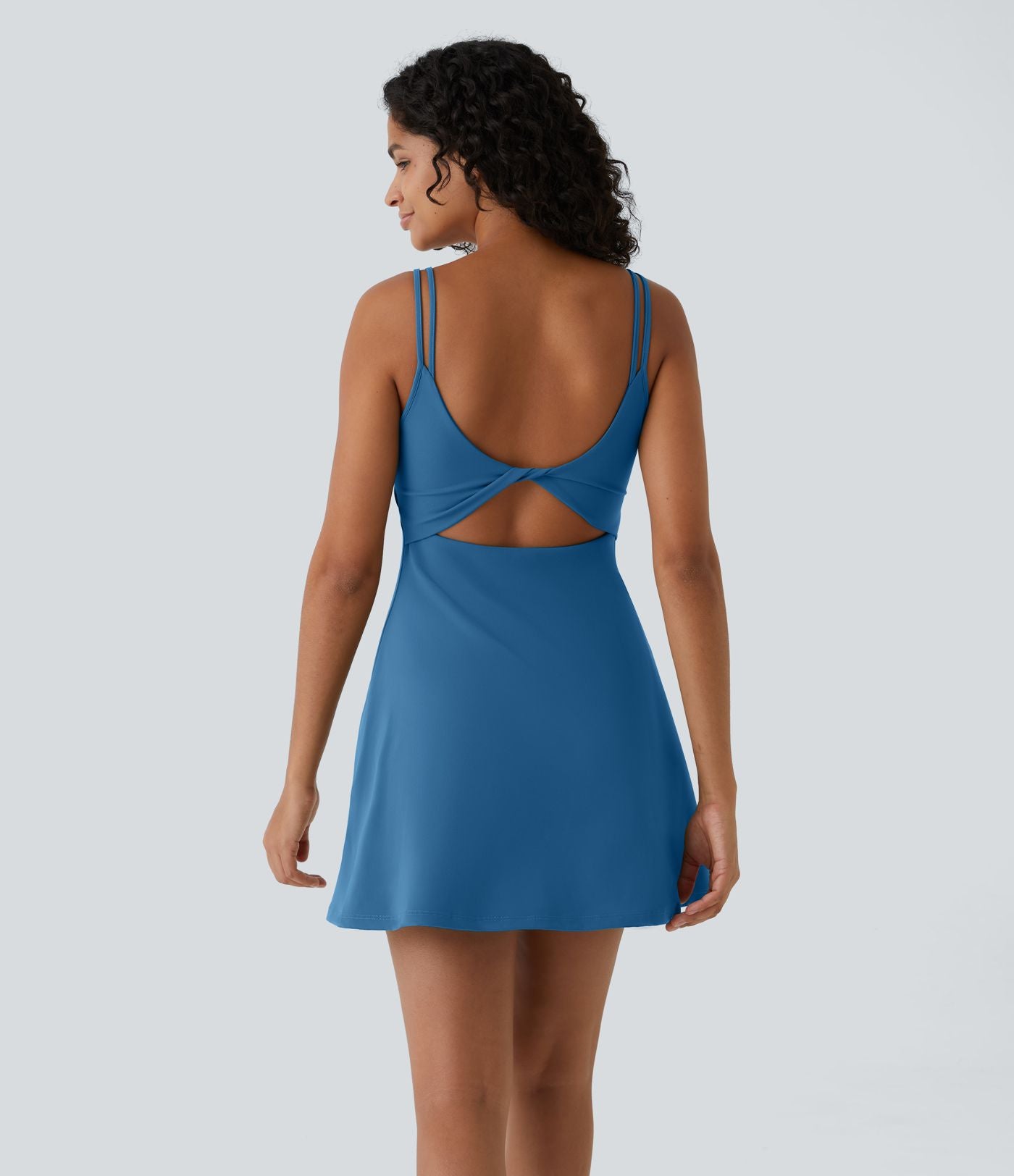 Robe de sport danse 2-pièces SoftlyZero™ Plush double bretelles caraco avec poche A-D