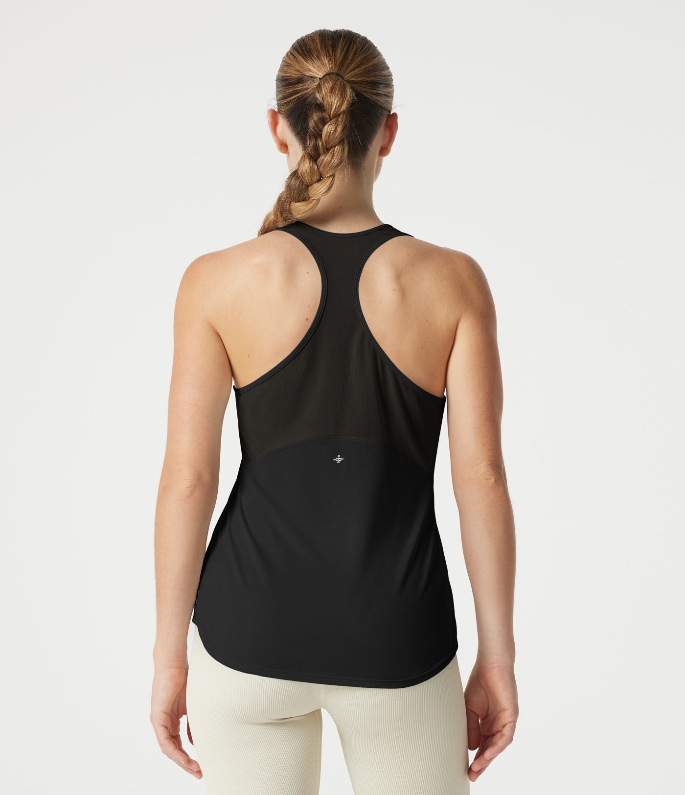 Débardeur de yoga à dos nageur, en maille respirante, ourlet arrondi et séchage rapide