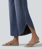 Halara Flex™ Jean large casual 7/8 ventre plat taille haute avec ourlet arrondi et poches