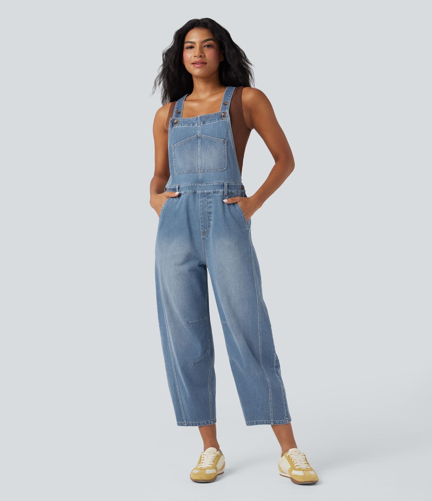 Salopette denim Halara Flex™ 7/8 coupe barrel avec poches