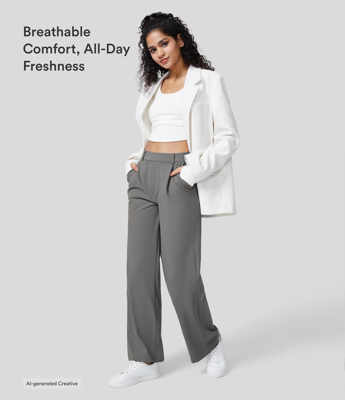 Pantalon tailleur Halara Flex™ DayStretch coupe droite taille haute avec poches