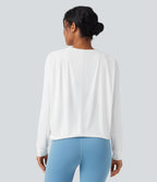 Haut de sport yoga col rond manches longues froncé - UPF50+