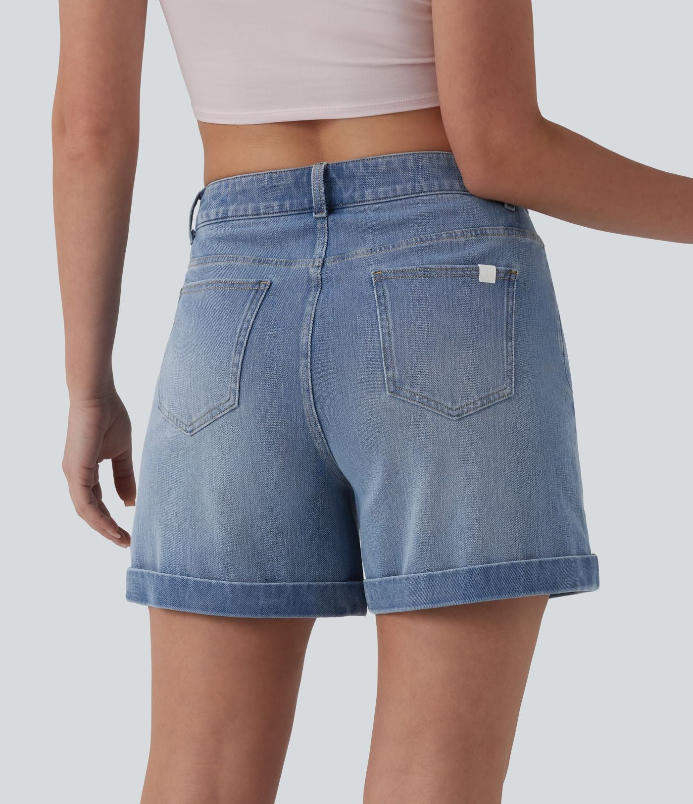 Halara Flex™ Short en denim taille mi-haute ourlet retroussé 12,5 cm avec poches