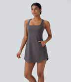 Robe de sport yoga mini 2-pièces SoftlyZero™ Plush à découpes avec poche A-C