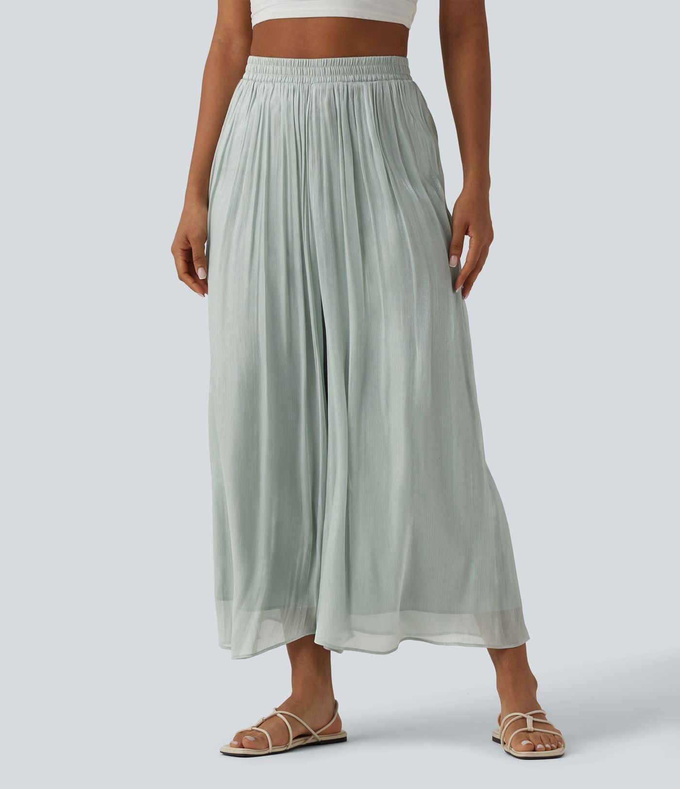 Pantalon ample fluide vacances taille haute