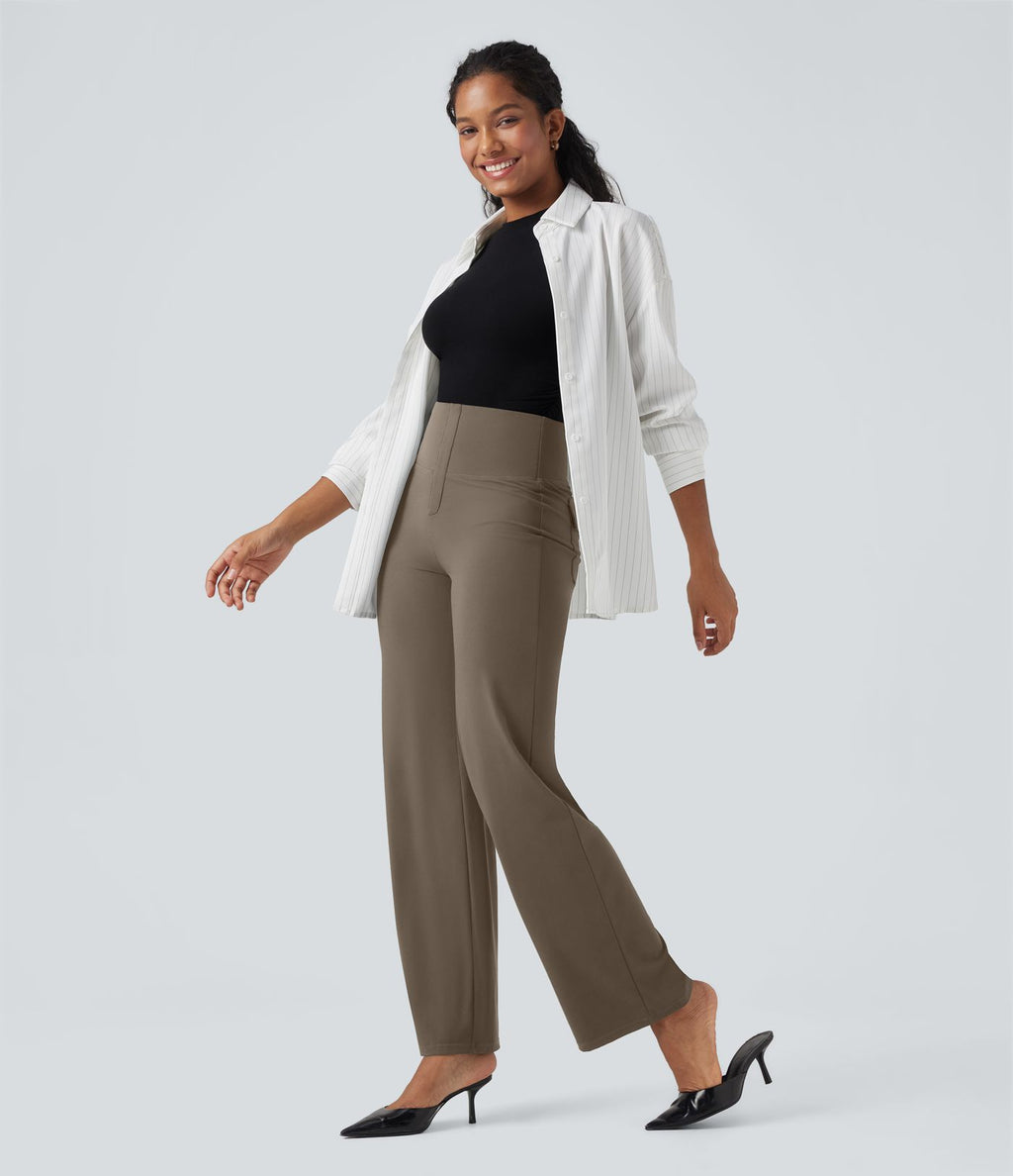 Pantalon de travail droit gainant taille haute avec poches Halara UltraSculpt™