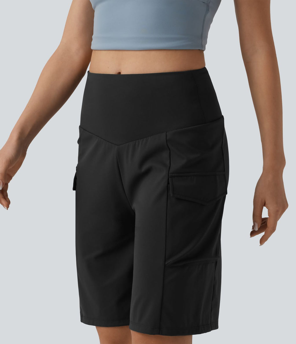 Short cargo yoga ample taille mi-haute avec poches