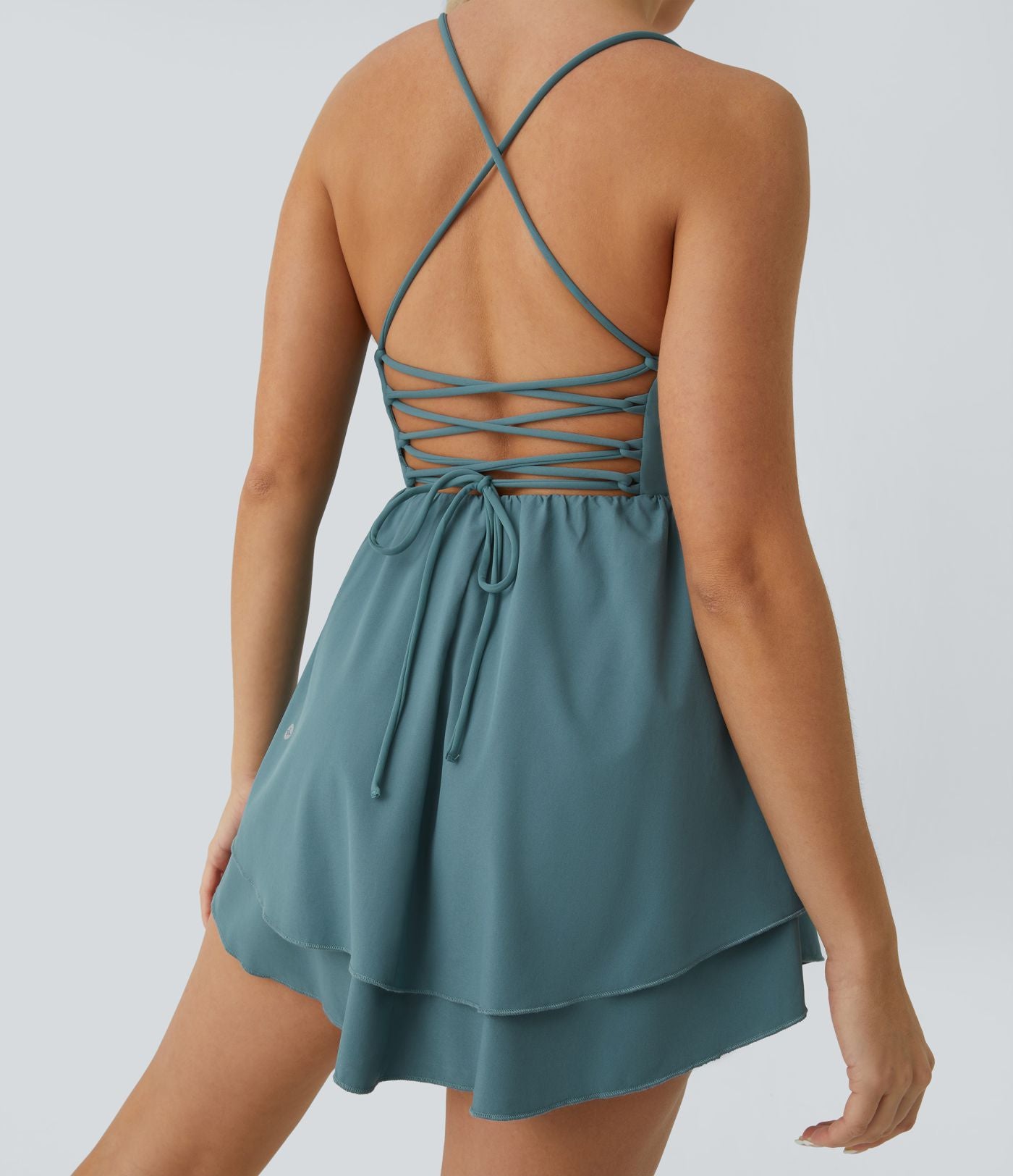 Breezeful™ Robe Casual Mini Fluide à Séchage Rapide à Volants Superposés Dos Nu et Lacée